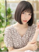 黒髪シースルーバング小顔切りっぱなしボブc6北浦和20代30代40代
