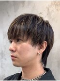 MEN’S HAIR/ブルーブラック/フェザーパーマ/ハイライト
