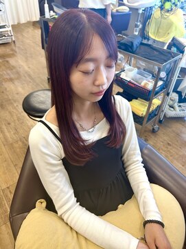 ヘアーブランドジン パルト(HAIR BRAND Jin Palt) 顔まわりレイヤー#松山美容室#カシスレッド
