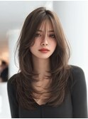 ハッシュカットミディアムレイヤーシャギー韓国ヘア