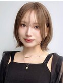 Say.切りっぱなしボブ外ハネボブ顔周りカットウォームベージュ