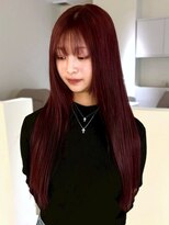 ユニバイリサ 天神大名店(uni by risa)&nbsp;バーガンディー レッドカラー ダブルカラー ブリーチ ロング