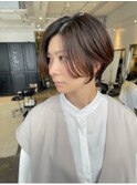 ショート/ショートボブ/ひし形シルエット/ココアベージュ