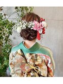 【RECIEL伊勢　結城】生花を使った着物アレンジ