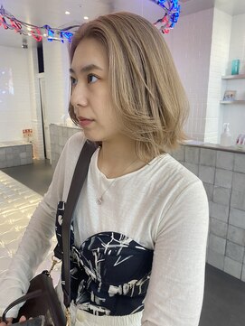 ゲーム 原宿店(GAME) ダブルカラーケアブリーチハイトーンベージュレイヤーボブ