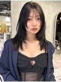 レイヤーカット 韓国ヘア ストレート 顔周り ウルフ