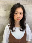大人前髪 ×  ラフウェーブ