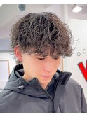波巻きツイスパメンズマッシュウルフツーブロック