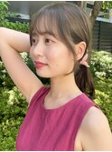 ナチュラル小顔前髪あり後れ毛サイドバング結べるボブくびれヘア