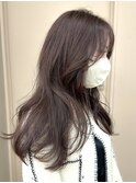 ブリーチなし ラベンダーブラウン ベージュ 顔まわり レイヤー