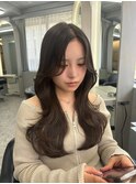 市野瀬裕奈/博多韓国ヘア/センター分け前髪/レイヤーカット/暗め