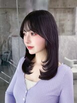 フィヴェント(Fivent) 黒髪韓国小顔レイヤーイメチェン暗めオリーブグレークラゲヘアー