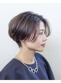 前下がりショート#センター分け#ブリーチなしカラー#浜松#浜北
