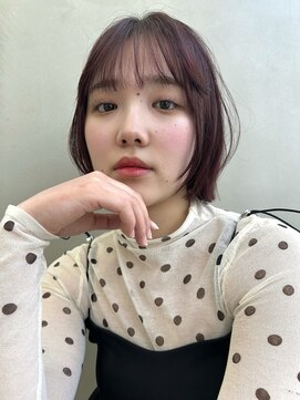 ハロ(HALO) 春カラーパープルボルドー小顔カットボブレイヤー