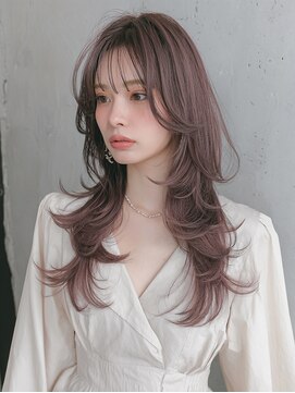 サロンドアイ(salon de i) くびれウェーブロング × ピンクベージュ