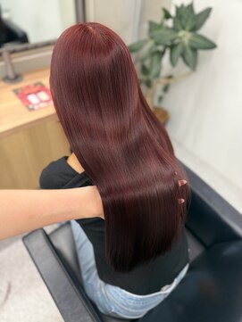 ペレ 原宿(PELE) ダークパープルナチュラルショート夏のヘアアレンジ原宿