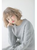 厚めバング 斜めバング ワンレン ベージュ アッシュ