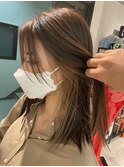 マロンベージュ　インナーカラー×ハイトーングレージュ