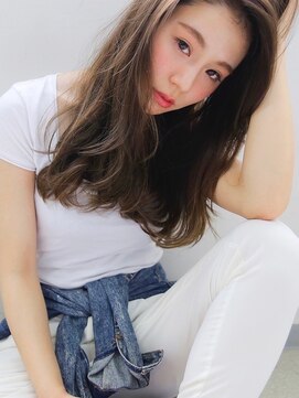 ソヨン 名古屋店(SOYON) ダークアッシュ 長めバング かきあげロング