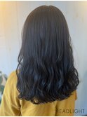 ロングパーマアッシュブルーブラックデジタルパーマブラウン