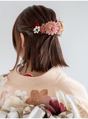 外はねボブ成人式振袖ハーフアップヘアアレンジ/卒業式袴卒園式