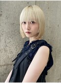 原宿ホワイトベージュアッシュベージュタッセルボブレイヤーボブ