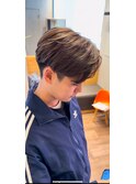 筋感ハイライトカラー×センターパート