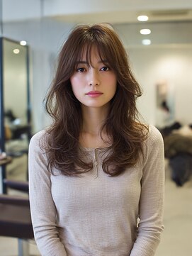 顔まわりカット/レイヤーカット/ブラウンベージュ