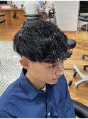 MEN’S/波巻きツイストスパイラル/リバースセンターパート