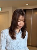 レイヤーカット　ブラウン　ハイレイヤー　顔まわりレイヤー