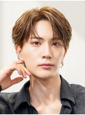 韓国ヘアニュアンスコンマバングセンターパートフェザーパーマ