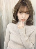 アッシュブラウンネオウルフ毛先パーマ外ハネボブ