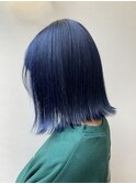 ネイビーブルー イルミナカラー韓国ヘアブルーブラック