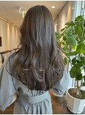 オリーブグレージュ レイヤーカット ロング 20代30代40代