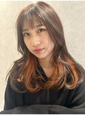 福井　大和田　インナーカラー　20代　可愛い　顔周りカット