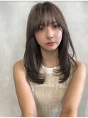 髪質改善酸熱ストレートレイヤーカット韓国ヘアオリーブベージュ