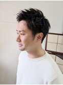 アップバング、刈り上げ、ショート