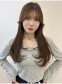 髪質改善/丸顔/卵形/チェリーブラウン/ミニウルフ
