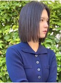 パツっとボブ/切りっぱなしボブ/ストレートボブ/透明感カラー