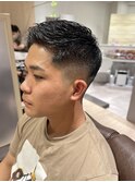 フェードカット×アップバング