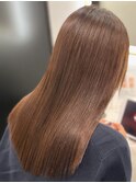 セミロングヘアーピンクベージュカラー髪質改善　赤坂見附