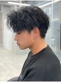 ツイストスパイラルパーマ/メンズ/眉毛/短髪/サーフカール