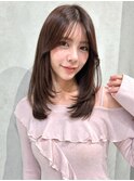 韓国風ミディアムレイヤー×まろやかベージュカラー