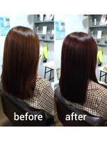 コルテ 倉敷西坂店(CoRte.) 【before/after】ワインブラウンで魅せる♪艶めく大人ロング