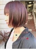 お客様style～ショートカット×チェリーレッド