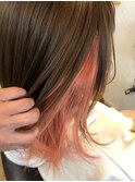 こっそり可愛いインナーカラー ピンクカラー
