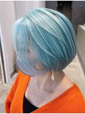 スカイブルーボブ_アースカラーくびれヘアツートン_ba365421