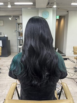 アジールヘア 所沢プロペ通り店(agir hair) 韓国風ブルーブラックロングヘア所沢艶髪所沢
