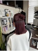 大人可愛い編み込みハーフアップスタイル