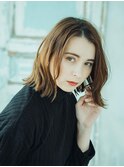 黒髪ボブルフネビージュ小顔ワンレンスペインカール
